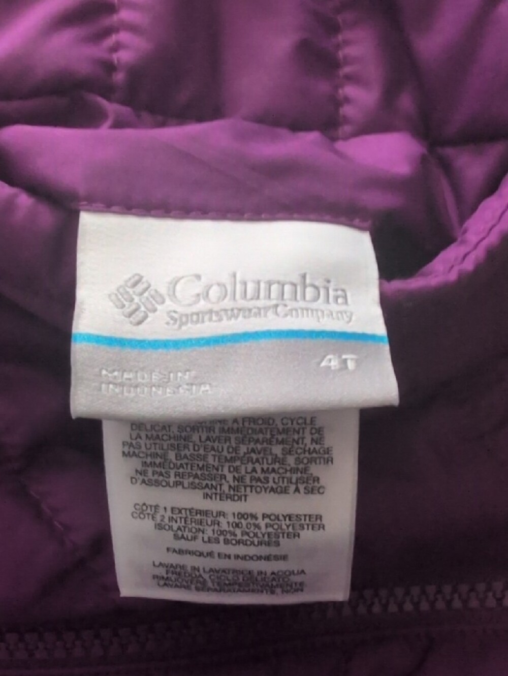 Columbia Girls' Purple Reversible Puffer Coat 4t Buffalos Nwt - Picture 4 of 6